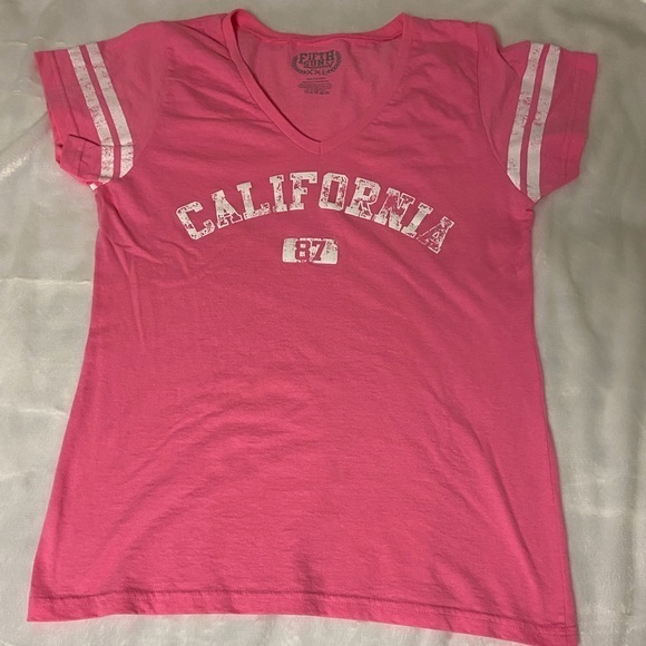 Fifth Sun Tops - NWOT Pink Baseball California Short Sleeve Tee